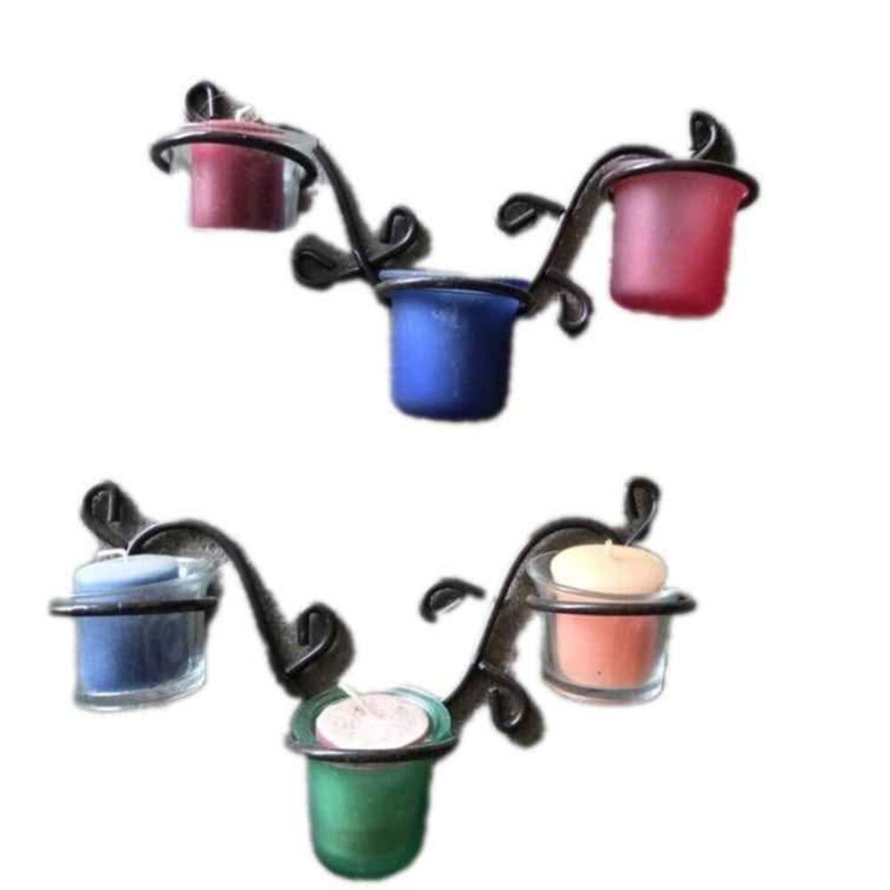Wall Scone Tea Light Candle Holder Set of 2 Metal Candle Light Holder Set